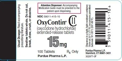 Oxycontin 15 mg label